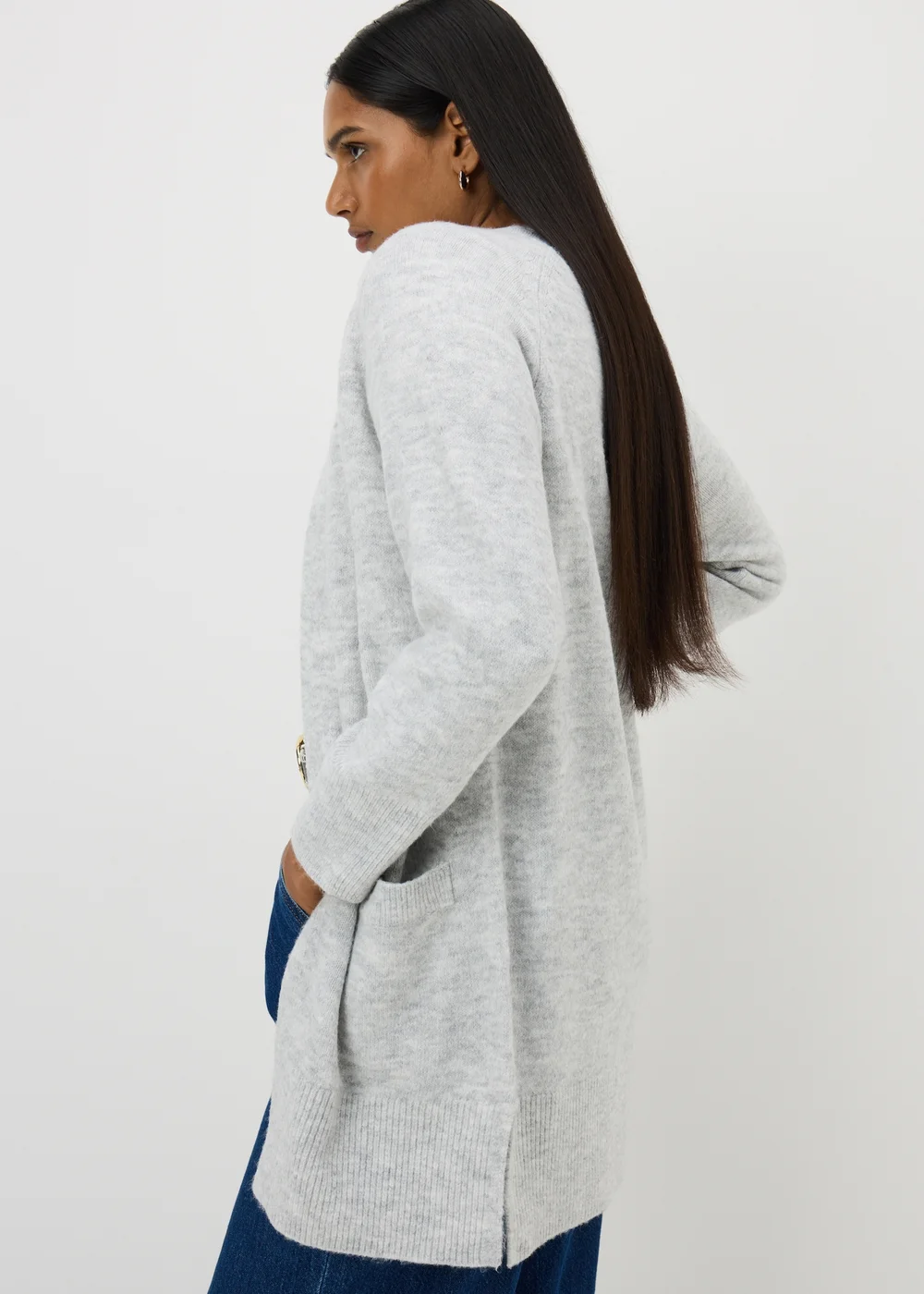 Grey Marl Longline Cardigan - XS Image 2