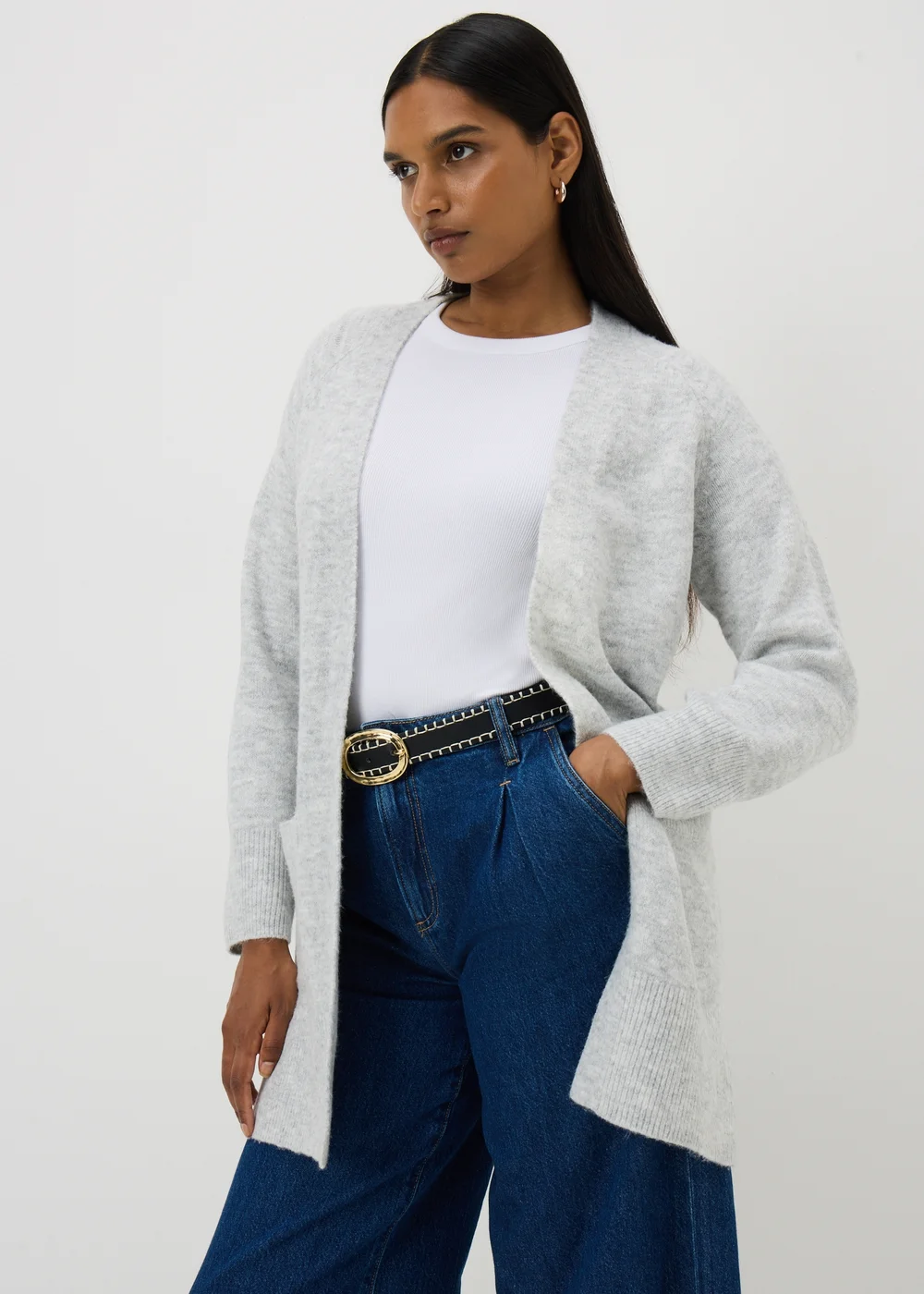 Grey Marl Longline Cardigan - XS Image 1