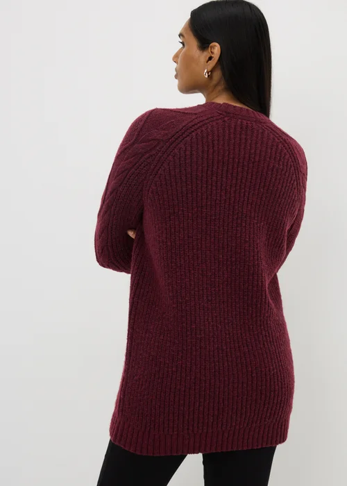 Burgundy Cable Knit Tunic Jumper - XS Image 3