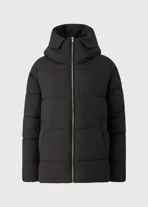 Black Showerproof Padded Mid Length Coat - L Image 2