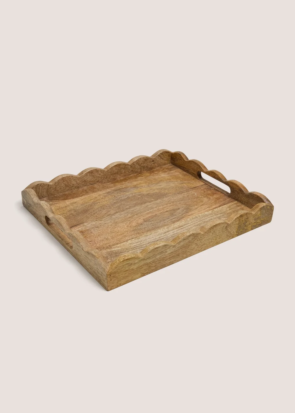 Mango Wood Scalloped Rectangle Tray Image 1