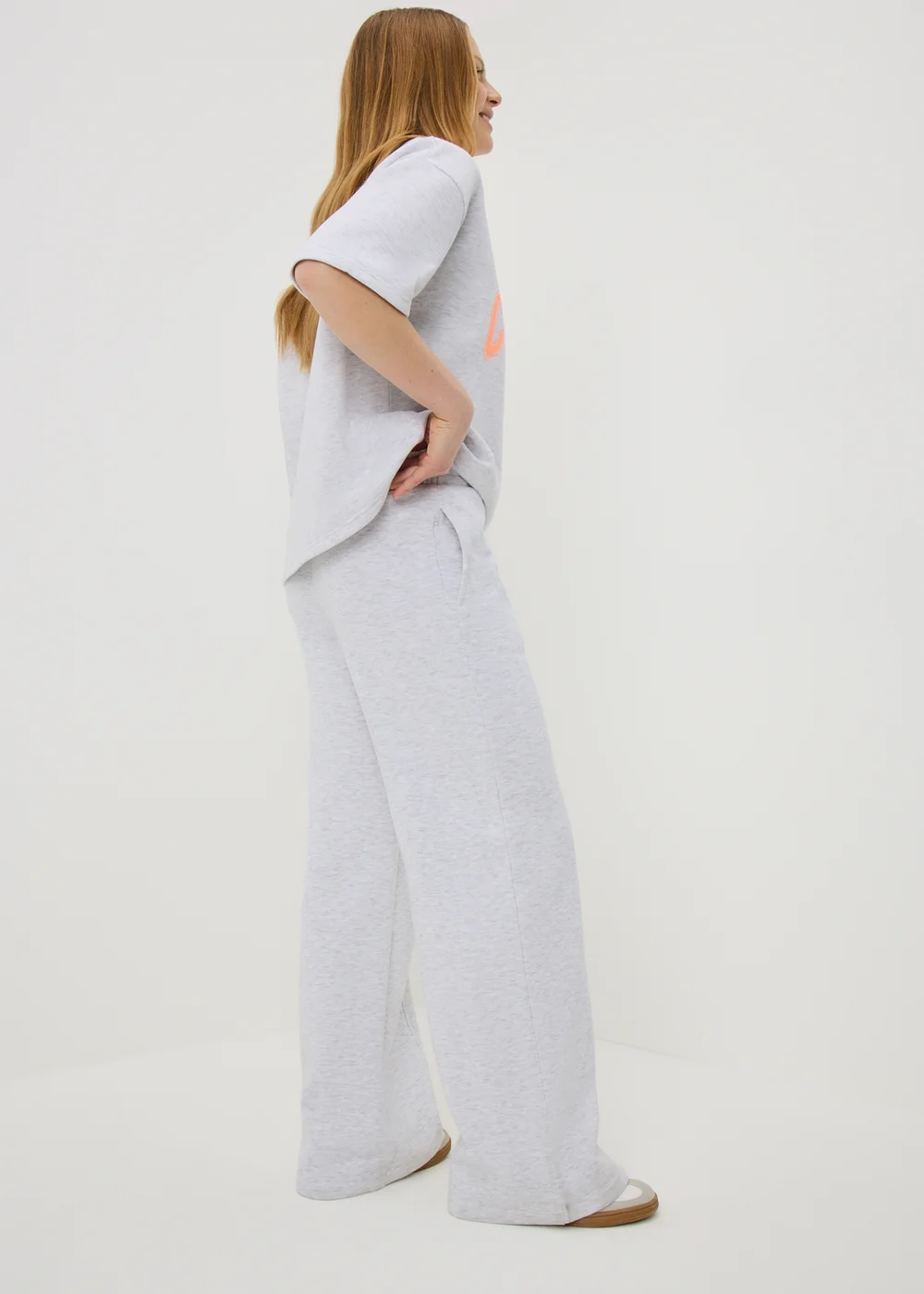 Grey Marl Wide Leg Jogging Bottoms - XS Image 2