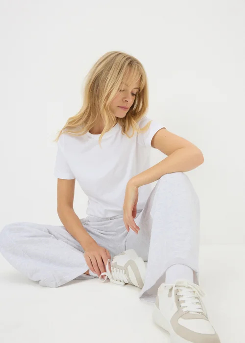 Grey Marl Wide Leg Jogging Bottoms - Small Image 1