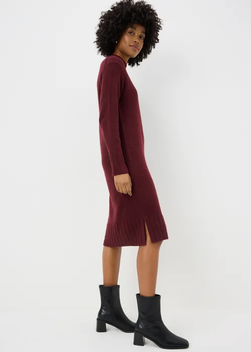 Burgundy Knitted High Neck Dress - XS Image 3