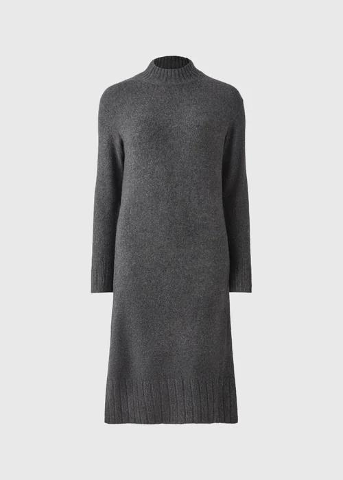 Grey Knitted High Neck Dress - M Image 4