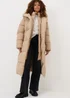 Beige Padded Long Wrap Coat - L Image 1