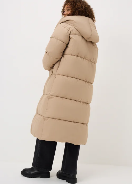 Beige Padded Long Wrap Coat - L Image 3