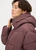Burgundy Showerproof Padded Mid Length Coat - M Image 2