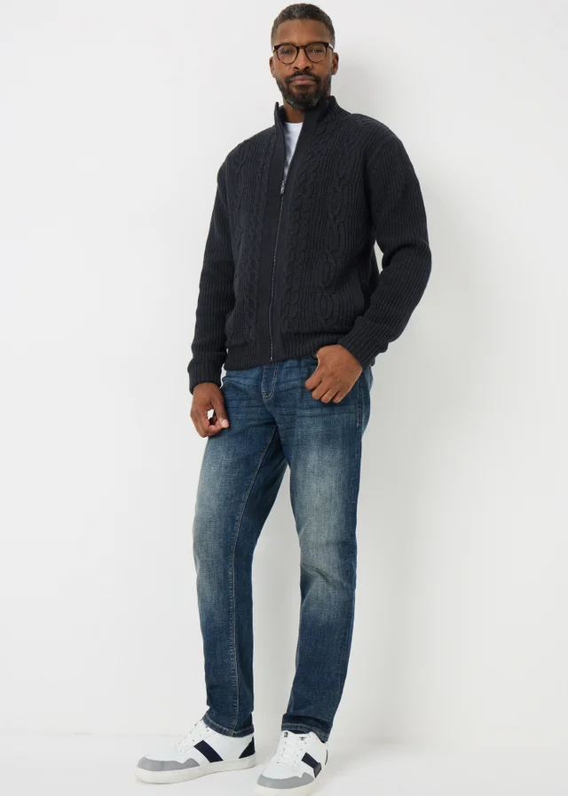 Lincoln Navy Knit Full Zip Cardigan