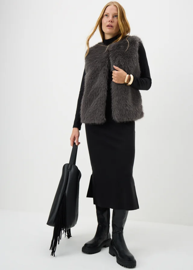 Grey Faux Fur Gilet