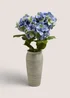 Blue Hydrangea In Ribbed Vase Image 1