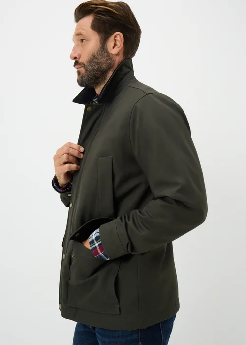 Lincoln Khaki Cord Collar Wax Jacket - S Image 3