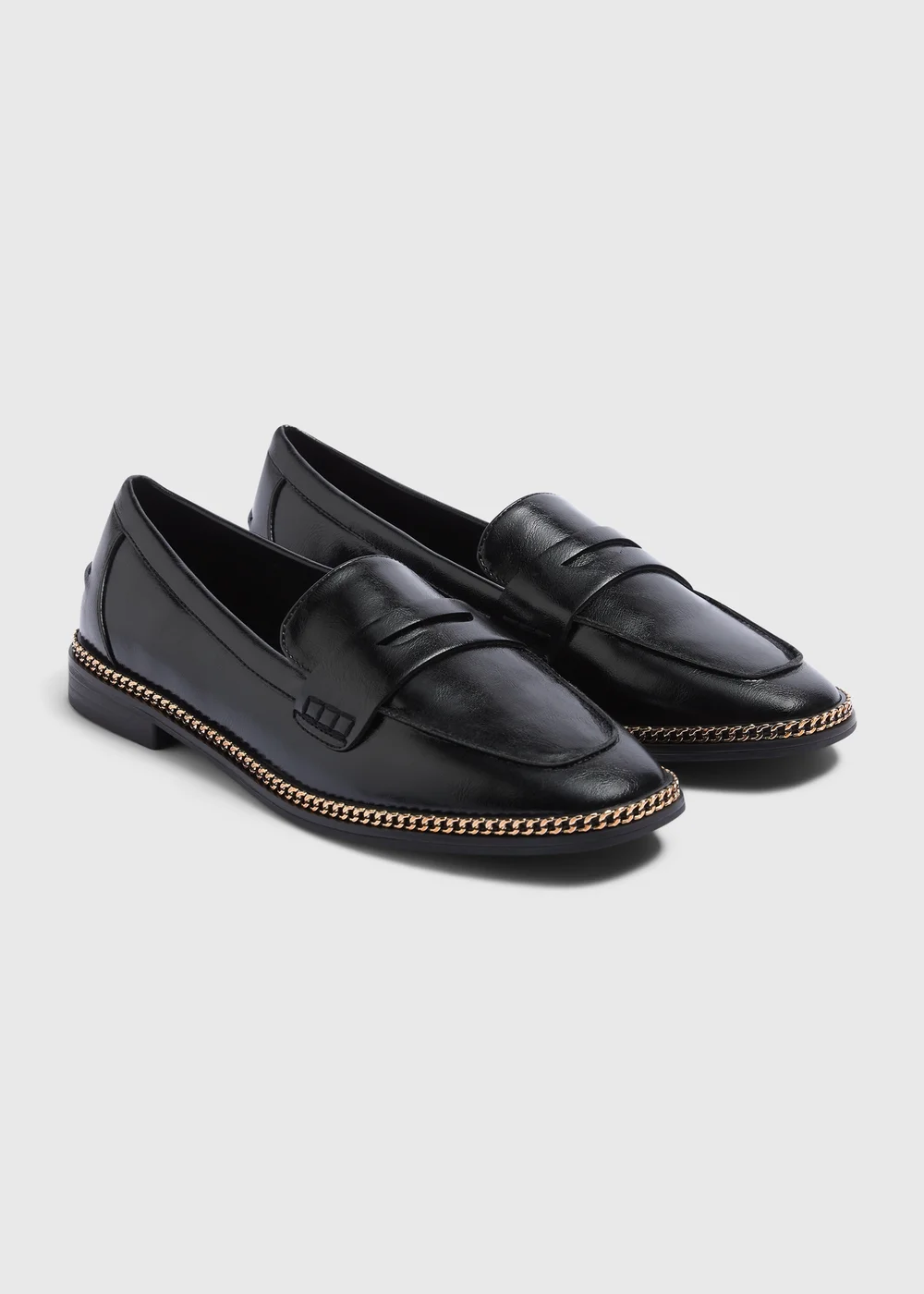 Black & Gold Chain Loafers - Size 3 Image 1