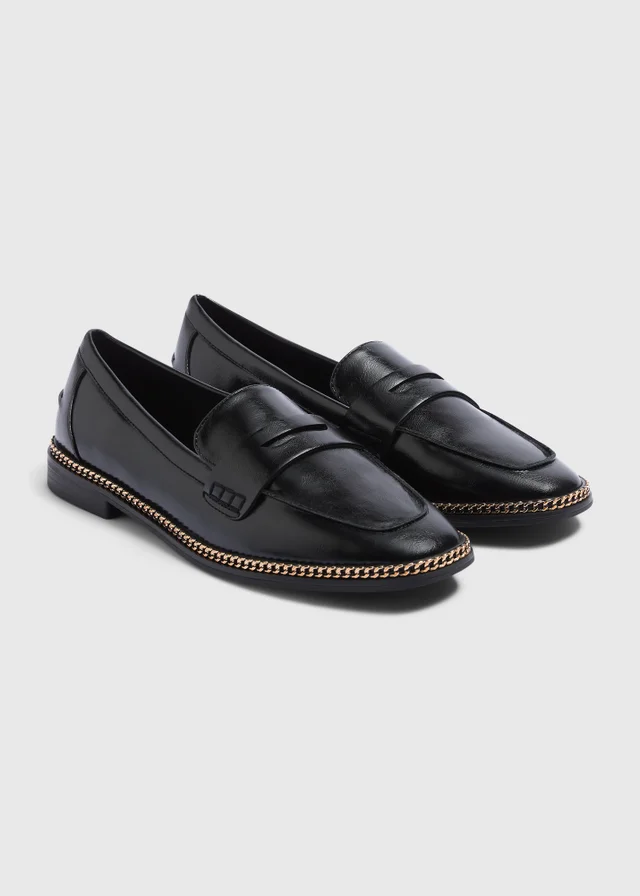 Black & Gold Chain Loafers