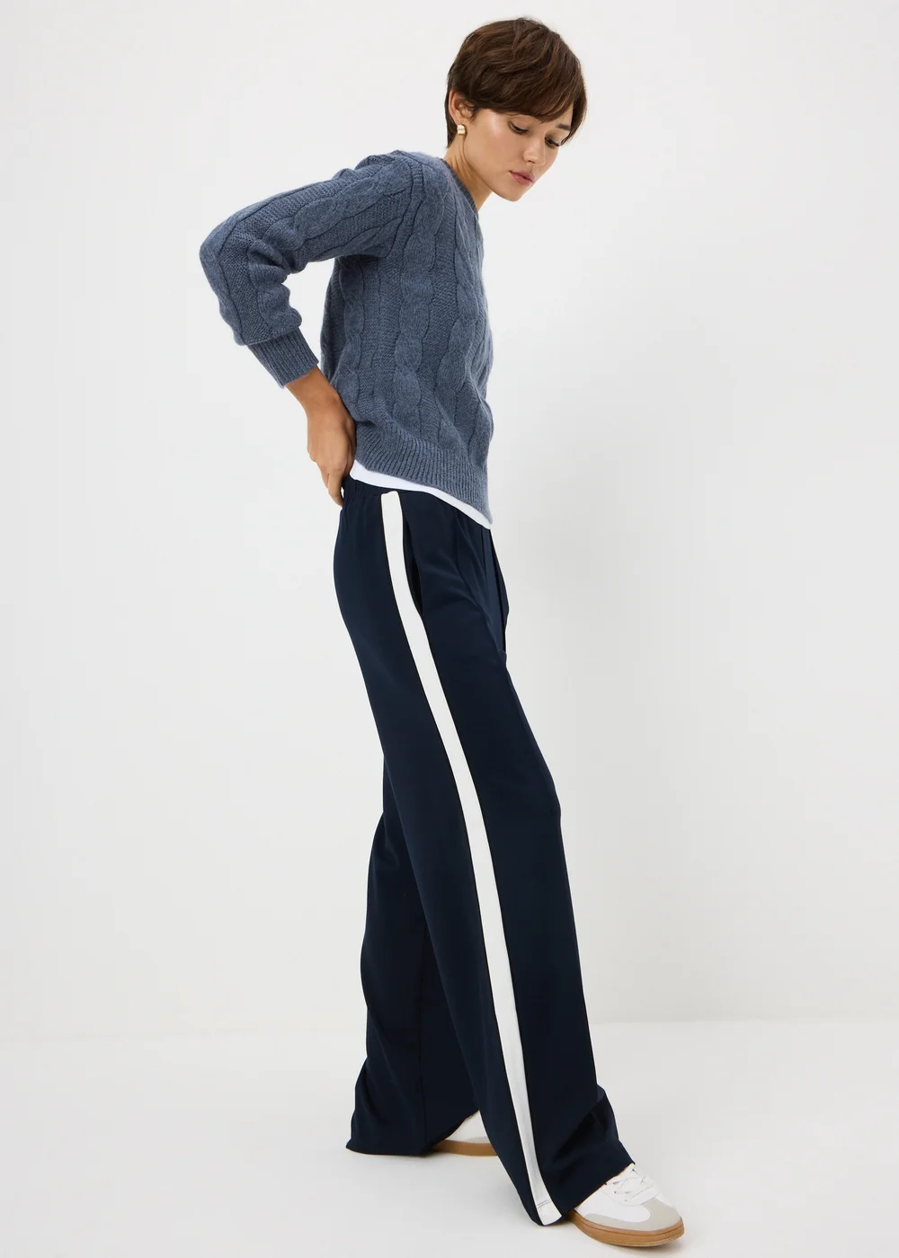 Denim Blue Cable Jumper - S Image 2