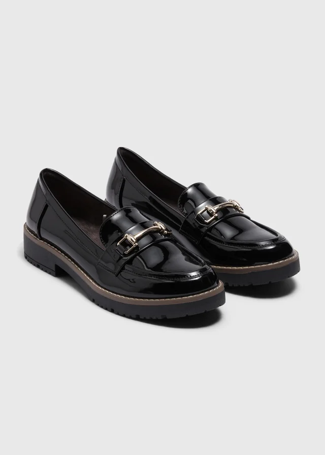 Soleflex Black Chain Buckle Loafers