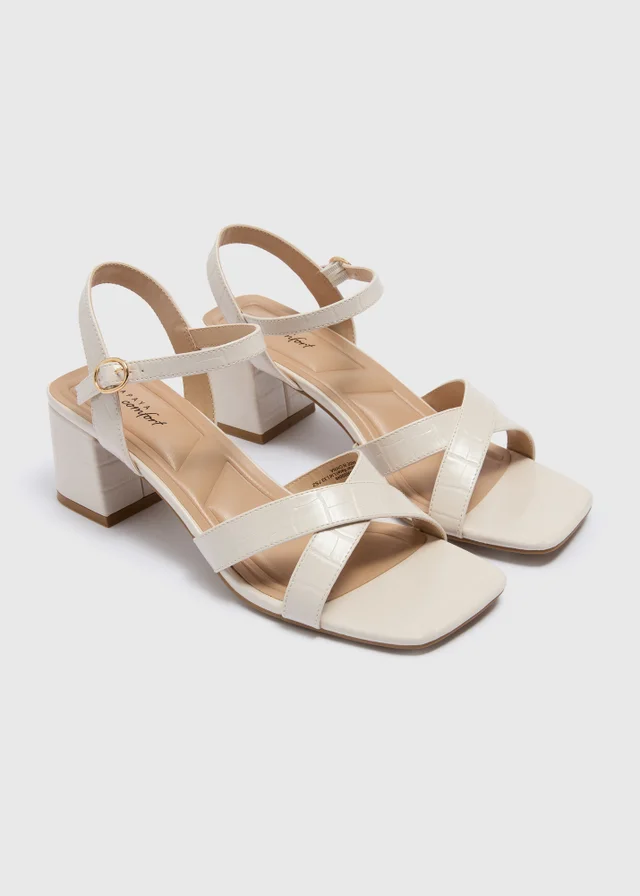 Stone Croc Finish Block Heels