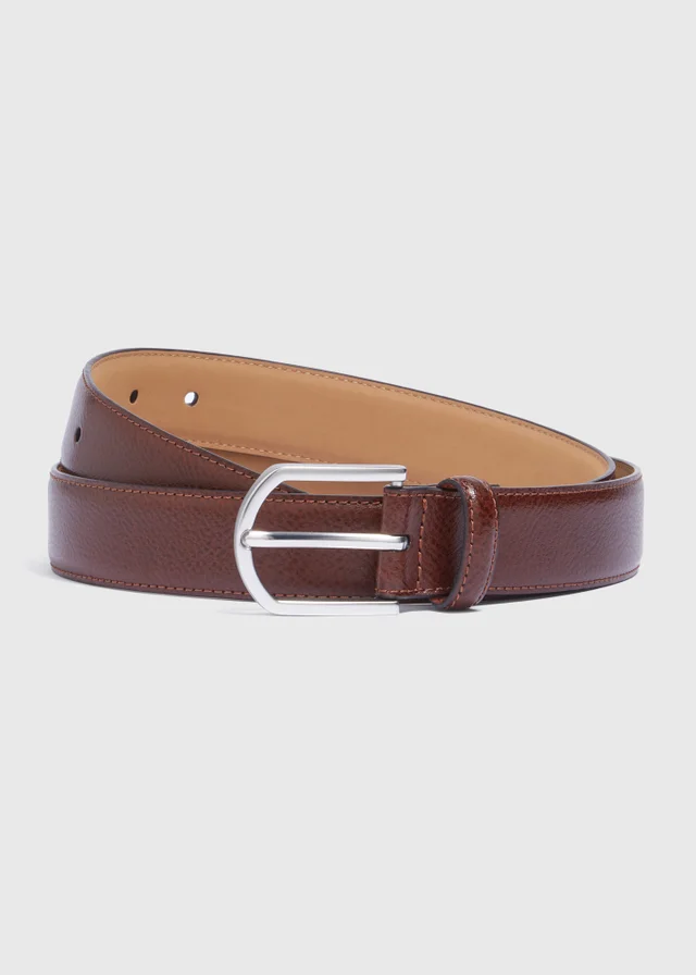 Brown Leather Dotted Detail Belt