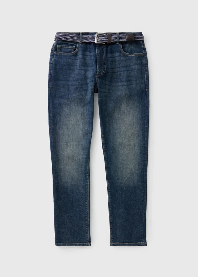 Lincoln Darkwash Denim Belted Jeans
