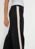 Black Wide Leg Side Stripe Trousers - Size 12 29 leg Image 2
