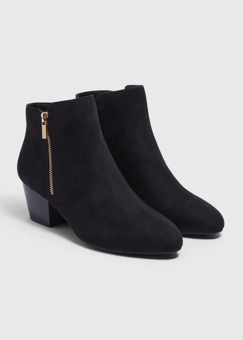 Black Faux Suede Zip Boots - Size 3 Image 1