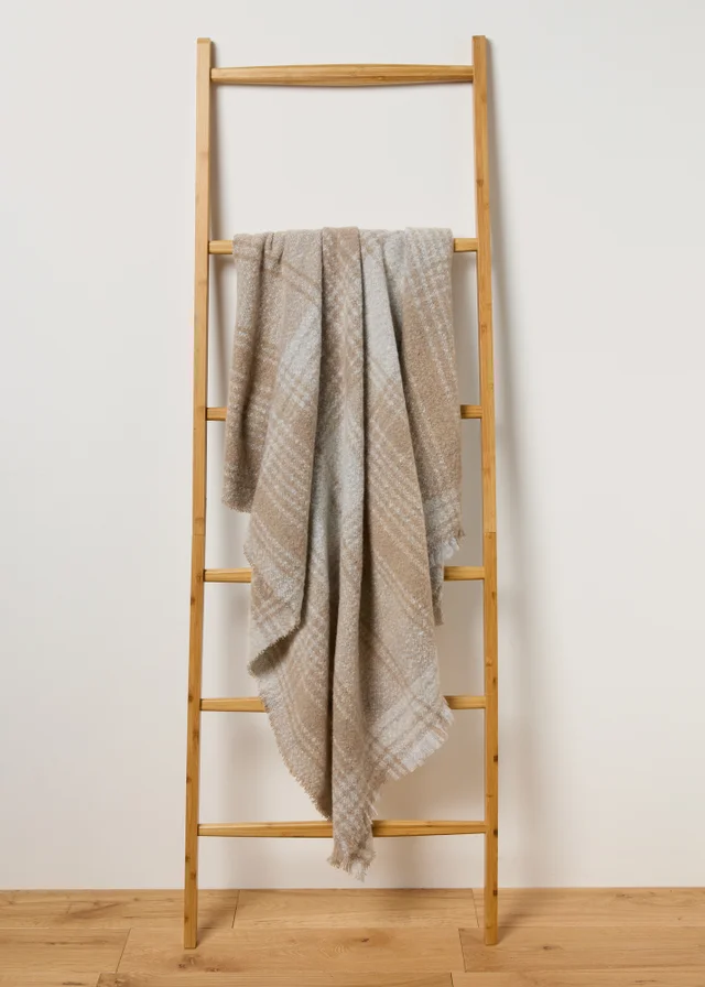 Natural Check Faux Mohair Throw