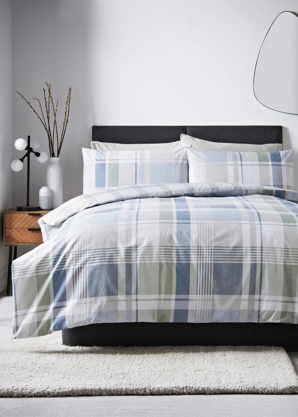 Blue Check Duvet Set - Single Image 1
