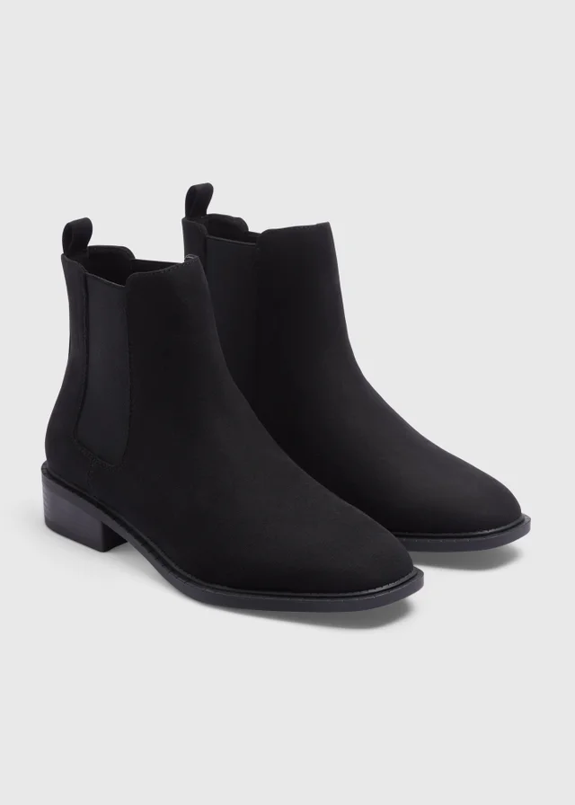 Black Faux Suede Chelsea Boots