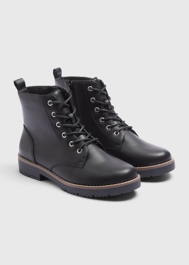 Soleflex Black Lace Up Boots
