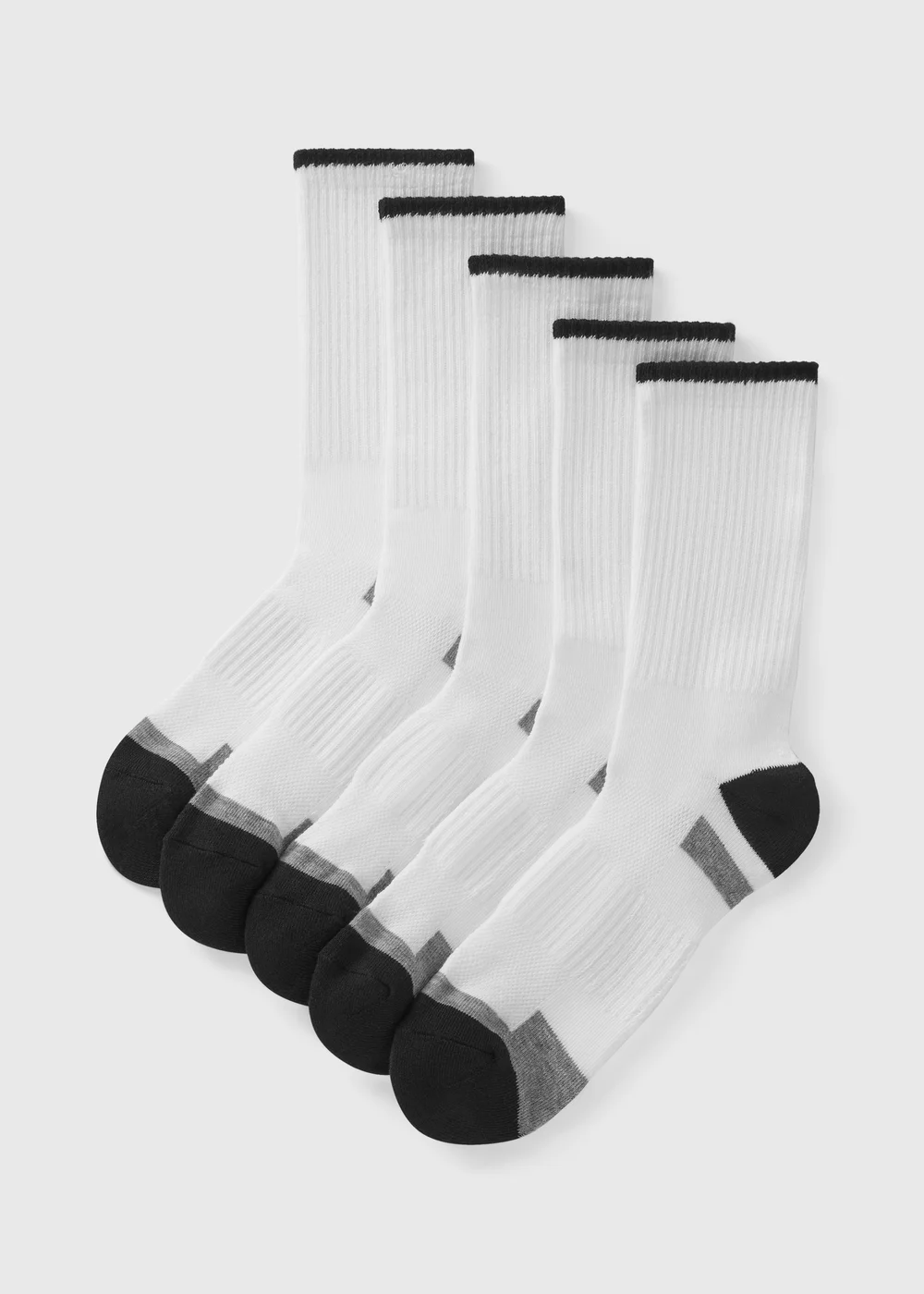 5 Pack White Athletic Sports Socks - Sizes 6 - 8.5 Image 1