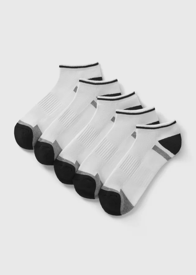 5 Pack White Athletic Trainer Socks