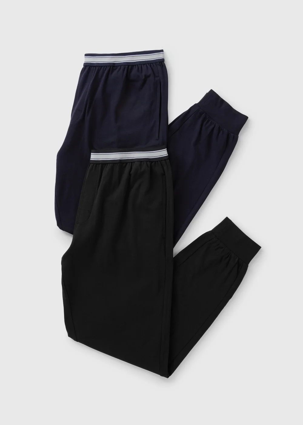 2 Pack Navy Waistband Pyjama Jogging Bottoms - Small Image 2