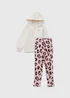 Girls Cream Leopard Fleece & Legging Lounge Set (7-13yrs) - Age 8 Years Image 1