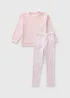 Girls Pink Bow Embossed Pyjama Set (7-13yrs) - Age 7 Years Image 1