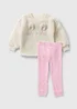 Girls Cream Fleece Bunny Fleece Pyjama Set (1-7yrs) - 1 to 1 half years Image 1
