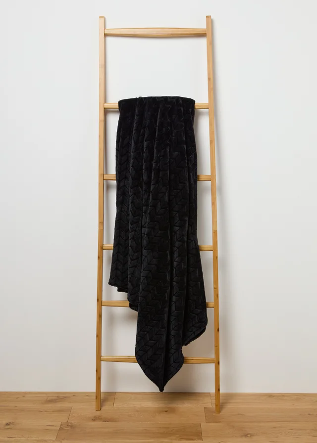 Black Embossed Fleece Throw