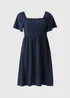 Navy Shirred Mini Dress - Size 28 Image 3