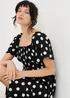 Black Spot Print Shirred Mini Dress - Size 26 Image 2