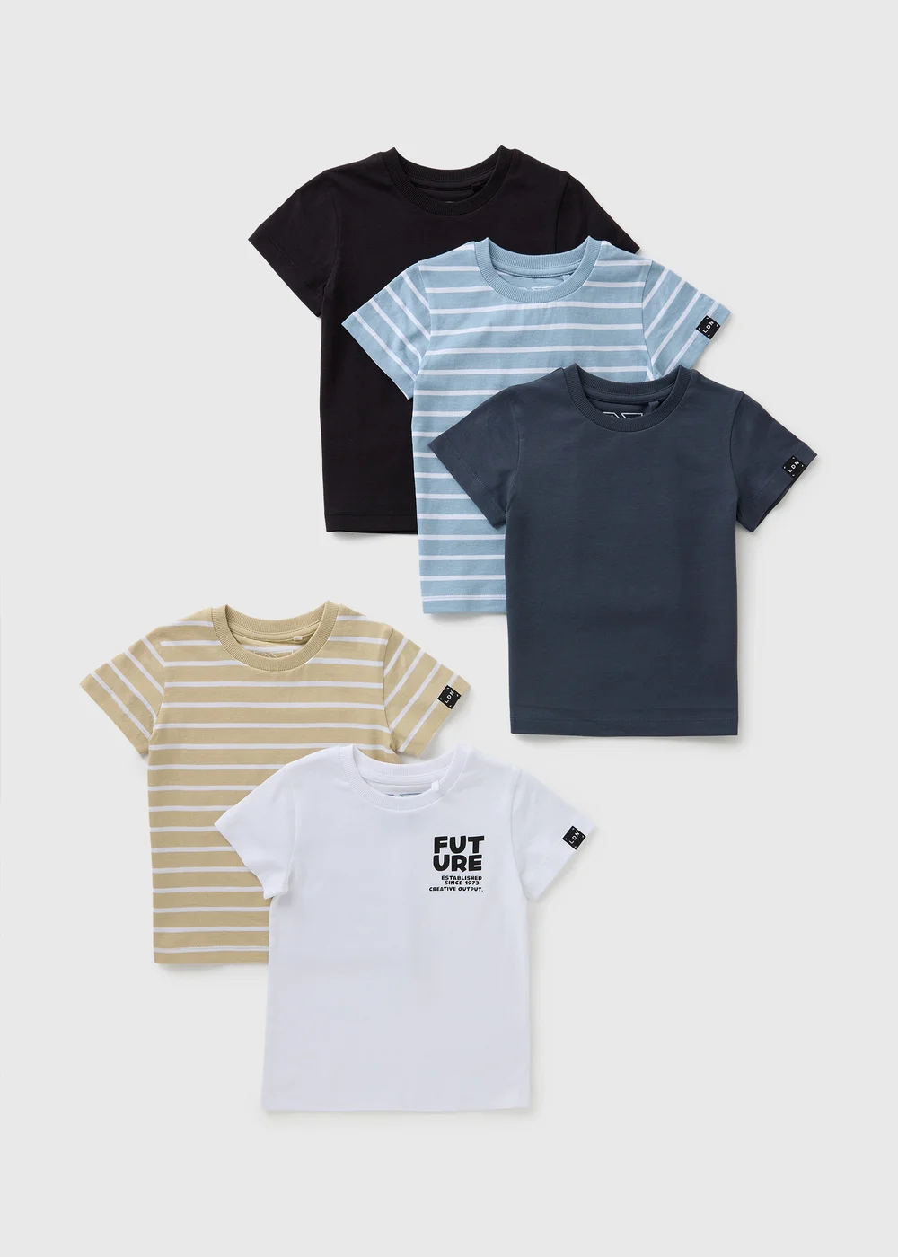 Boys 5 Pack Multicolour Stripe T-Shirts (1-7yrs) - Age 2 - 3 Years Image 1
