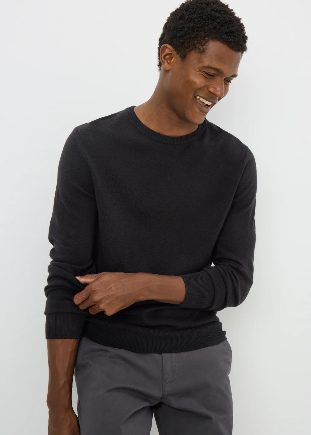 Black Soft Touch Crew Neck Jumper - Small Image 1