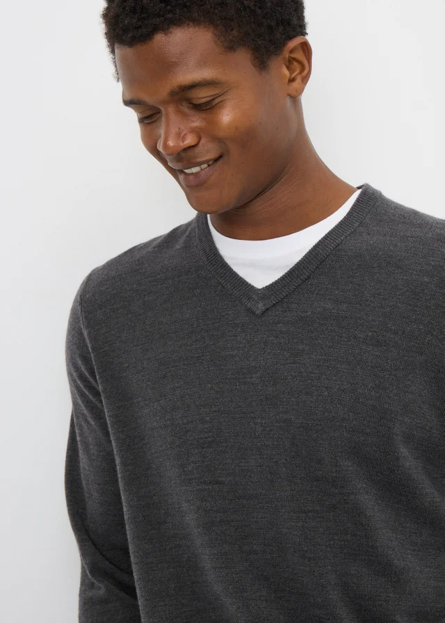 Grey Soft Touch V-Neck Jumper