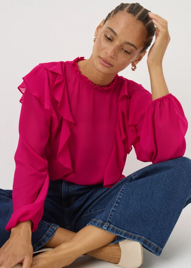 Pink Ruffle Blouse