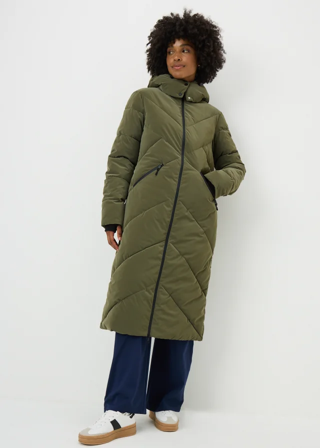 Khaki Long Technical Rubberised Coat
