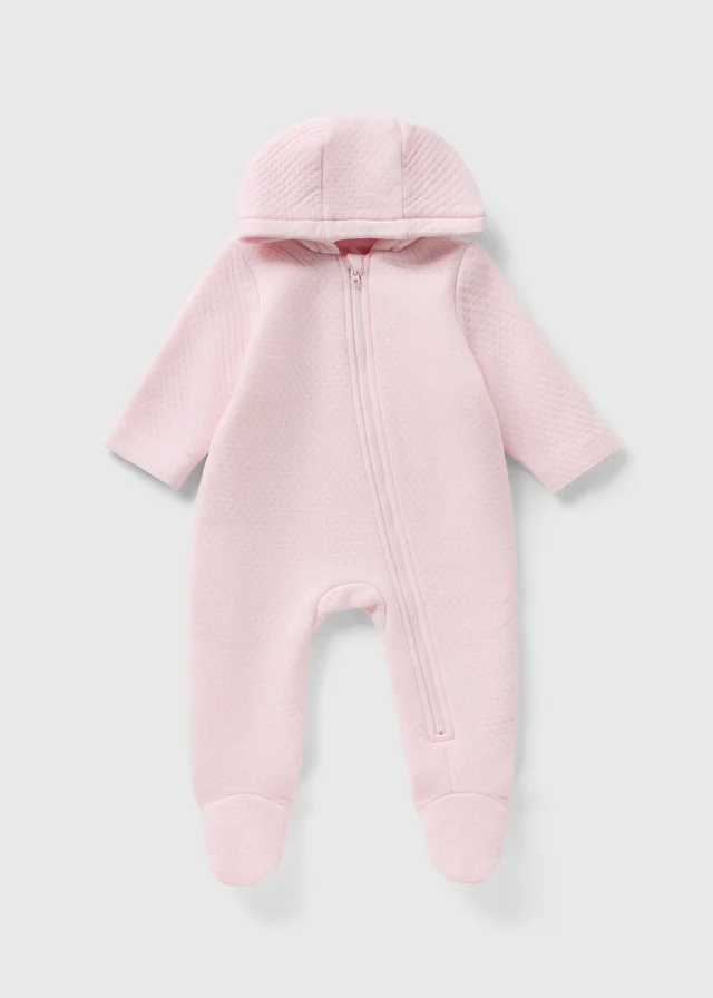 Baby Pink Quilted Pramsuit (Newborn-18mths)