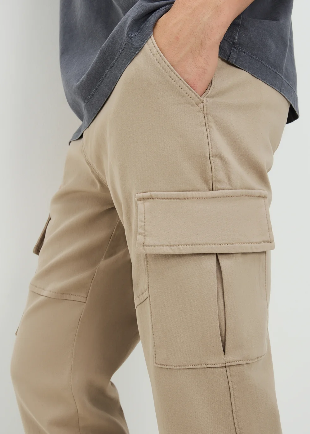 Stone Knitted Cargo Trousers - 32 Waist Regular Image 2