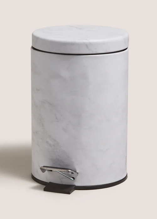 White Marble Effect Pedal Bin Image 1