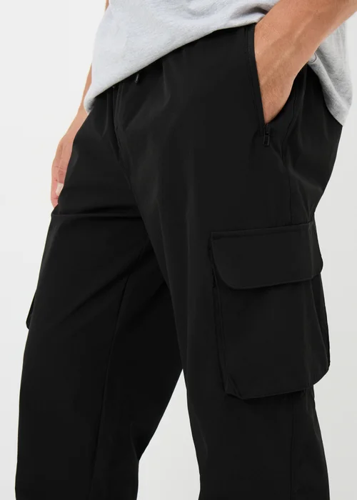 Black Tech Cuffed Cargos - Extra Large Image 2