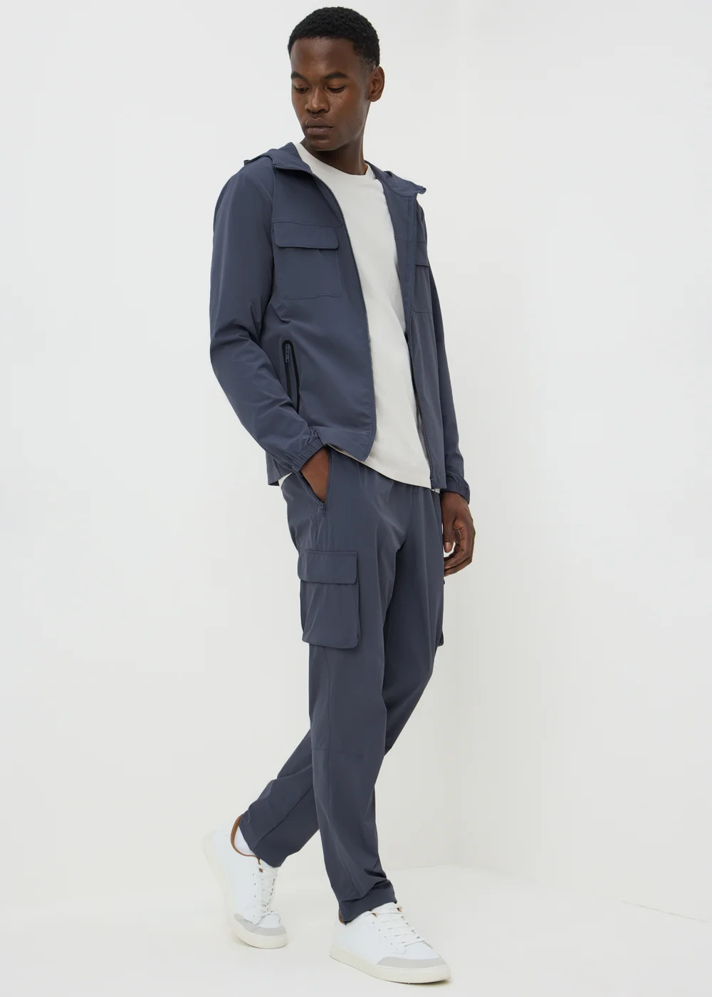 Blue Tech Cuffed Cargos - Large Image 1