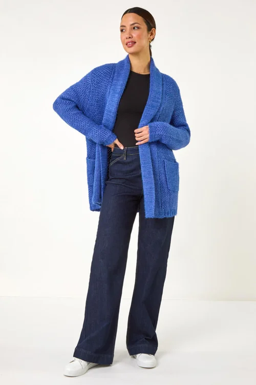 Roman Indigo Fluffy Textured Knit Cardigan - Size 18 Image 3