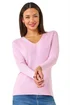 Roman Pink Soft Knit V-Neck Jumper - Size 10 Image 1